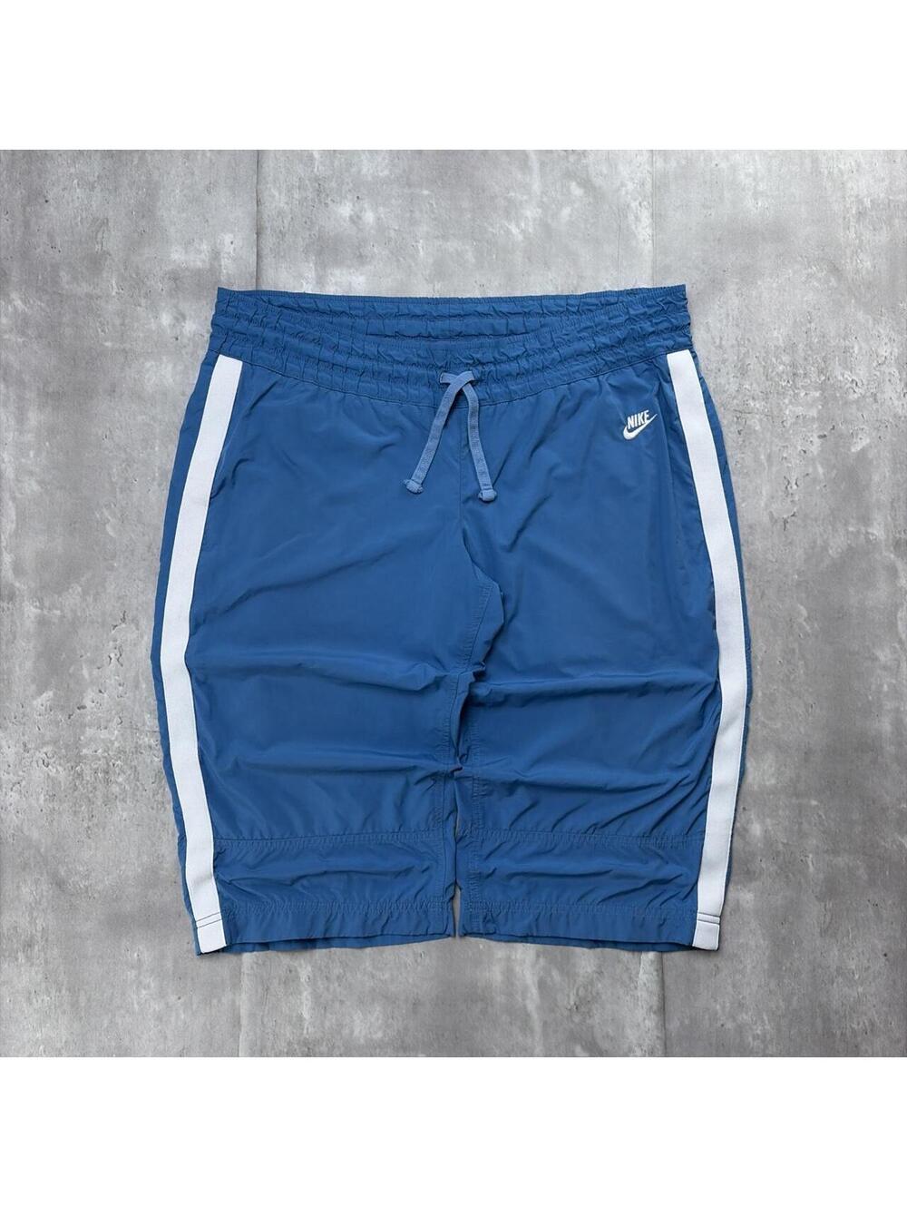 Y2K Blue Nike Striped Grunge Skater Capri Trackpants
